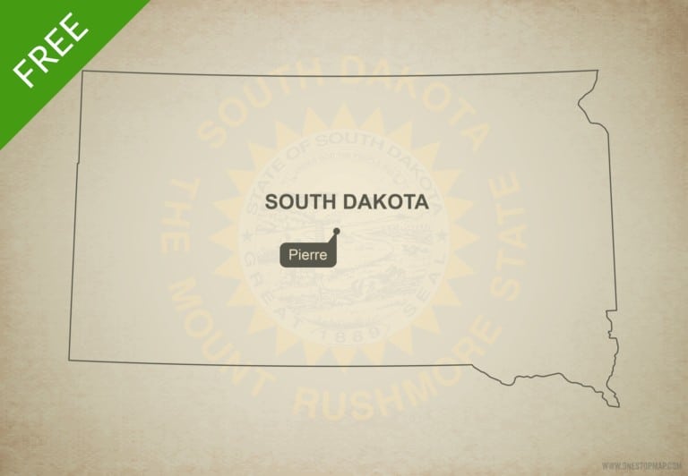 Free blank outline map of the U.S. state of South Dakota