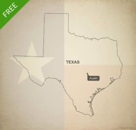 Free blank outline map of the U.S. state of Texas