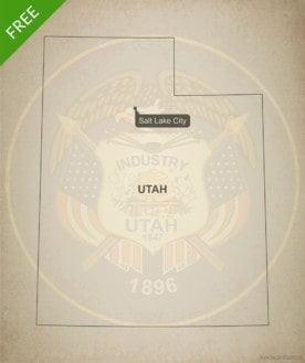 Free blank outline map of the U.S. state of Utah