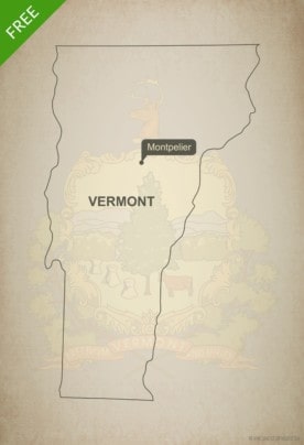 Free blank outline map of the U.S. state of Vermont
