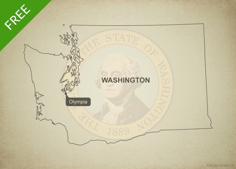 Free blank outline map of the U.S. state of Washington