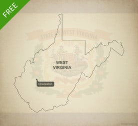 Free blank outline map of the U.S. state of West Virginia
