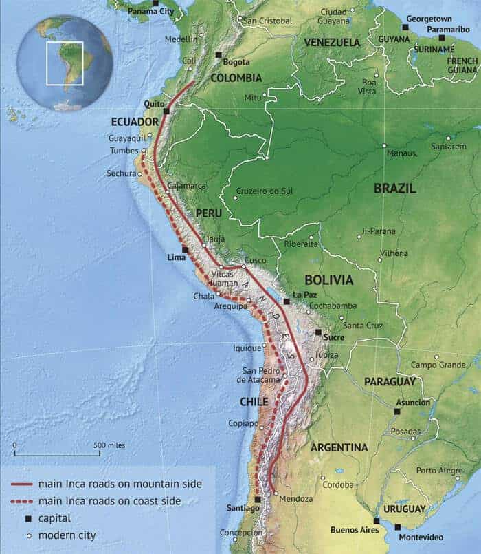 Example map for Wikipedia - Inca Road System