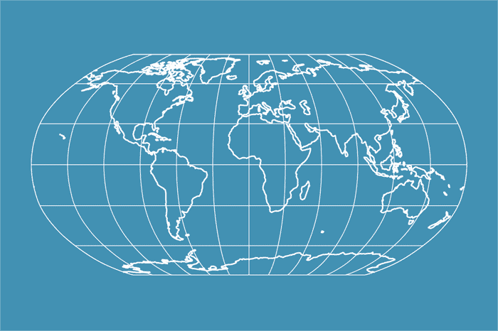 Example world map in Robinson projection