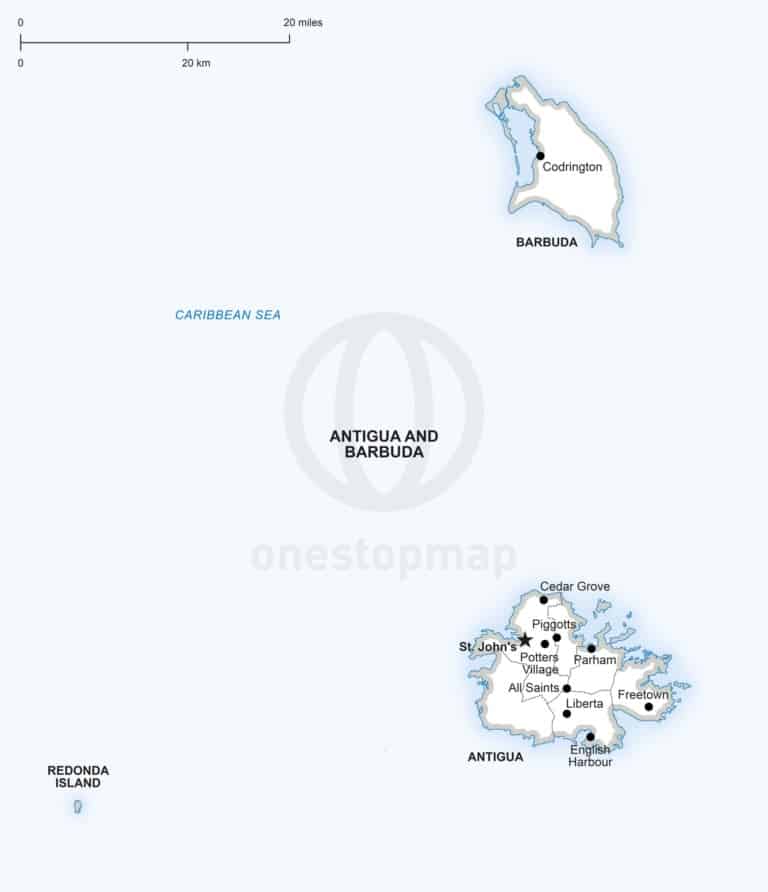 Vector map of Antigua and Barbuda political