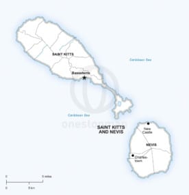 Vector map of Saint Kitts and Nevis political