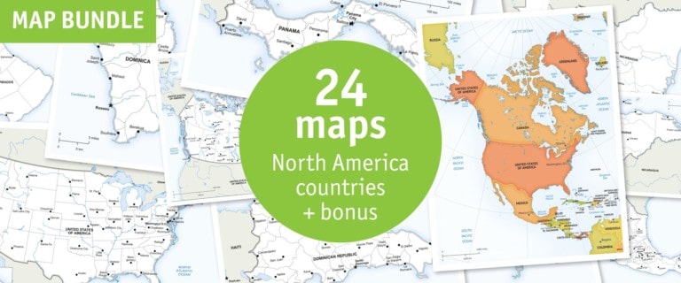 North America countries map bundle - defined map style