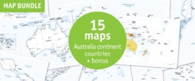 Australia continent countries map bundle - defined map style