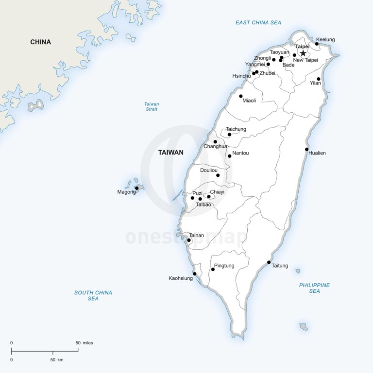 Vector map of Taiwan political
