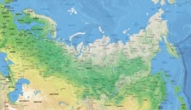 Map of Russia political with shaded relief
