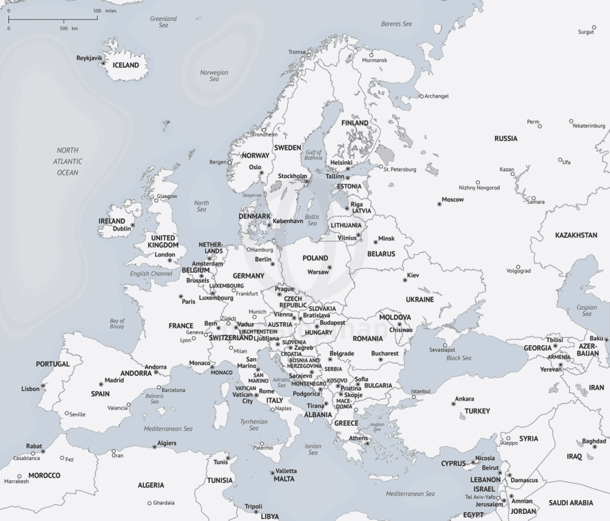 Map of Europe in Minimalist style