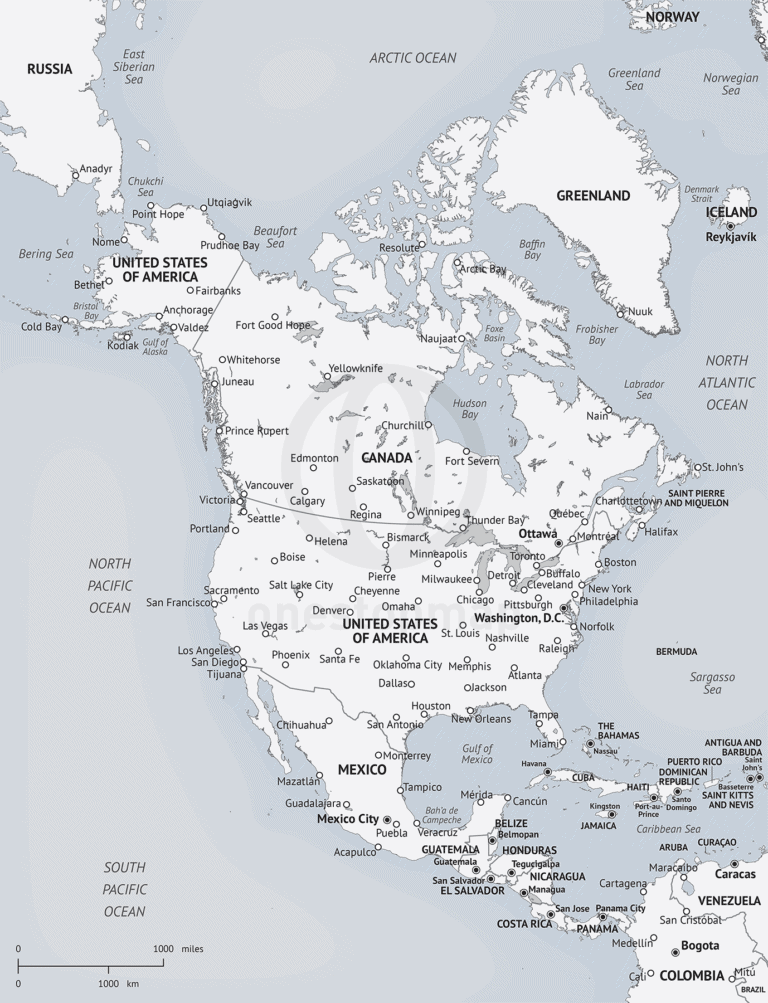 Map of North America, Minimalist style