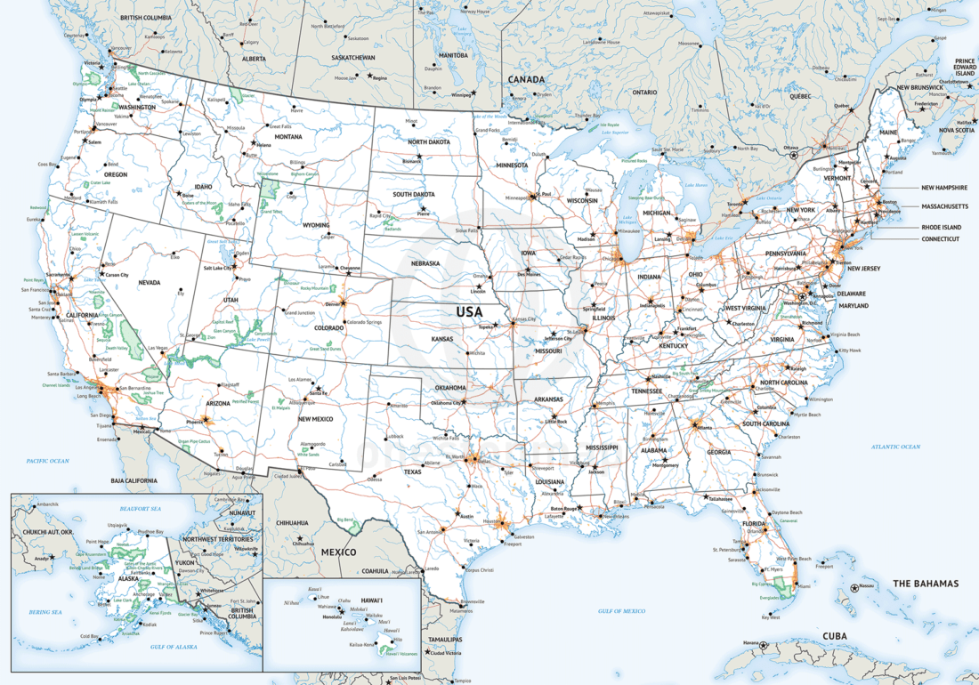 Free Vector Map of United States of America with States