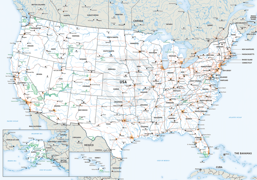 General reference map of the USA
