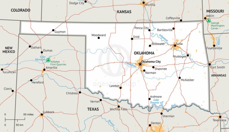 Stock vector Map of Oklahoma