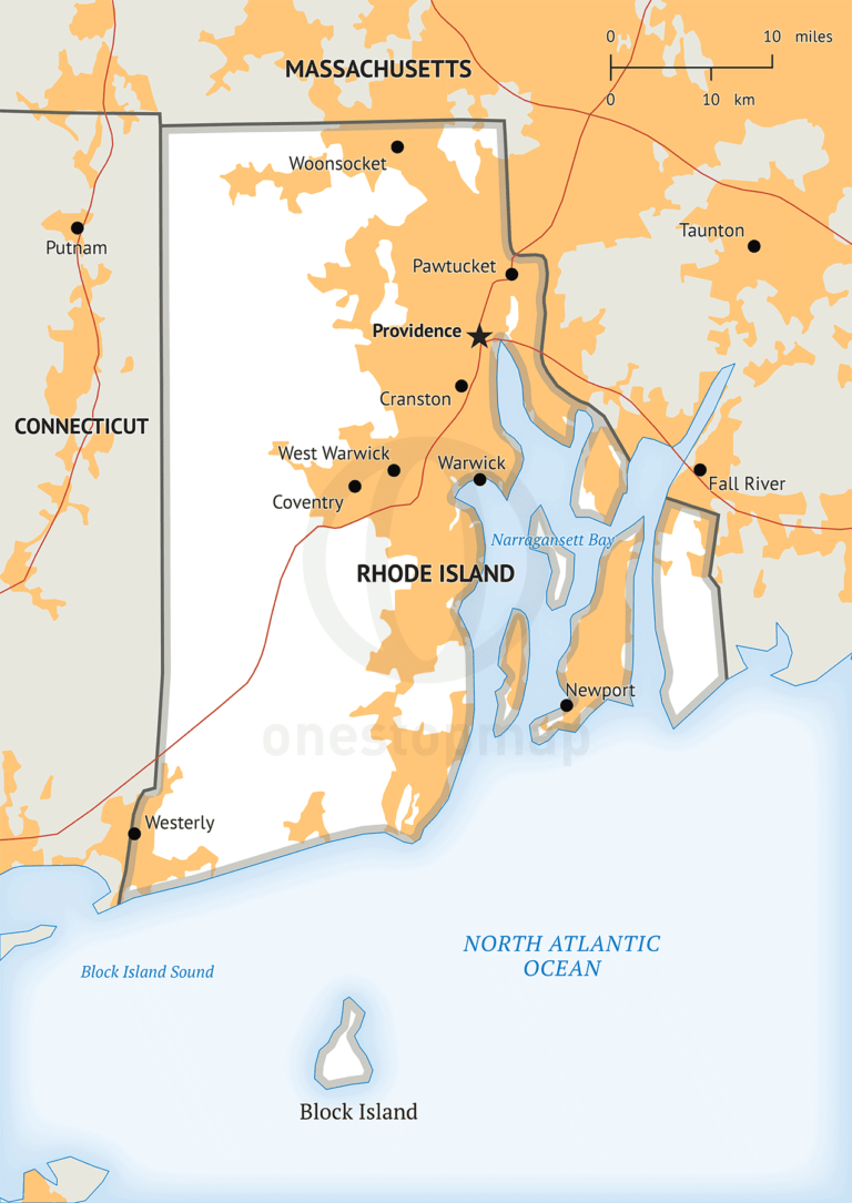Stock vector map of Rhode Island