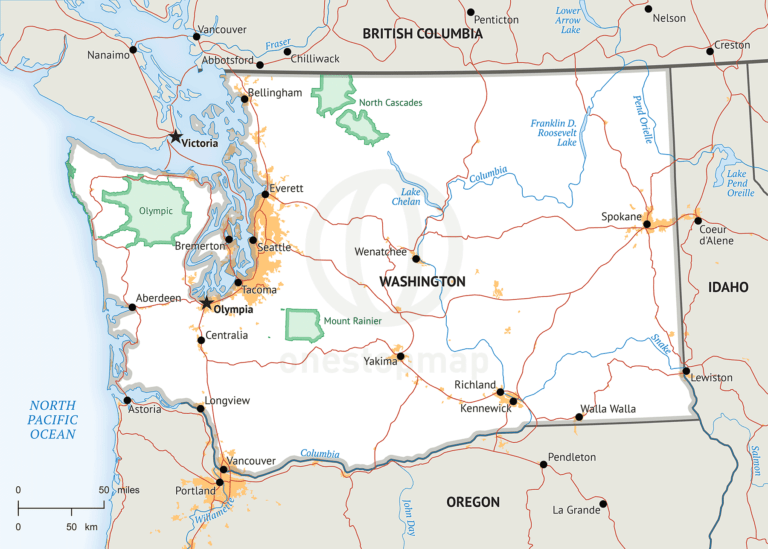 Stock vector map of Washington