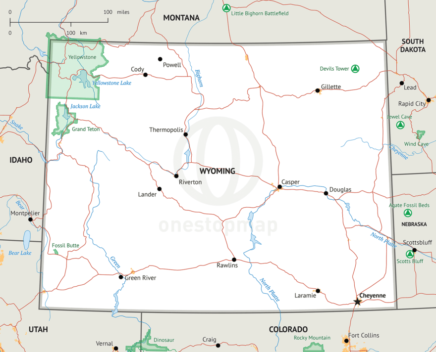 Stock vector map of Wyoming