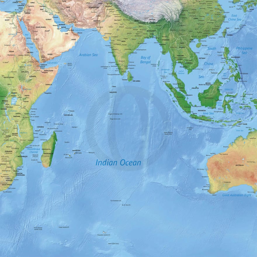 Stock map of Indian Ocean