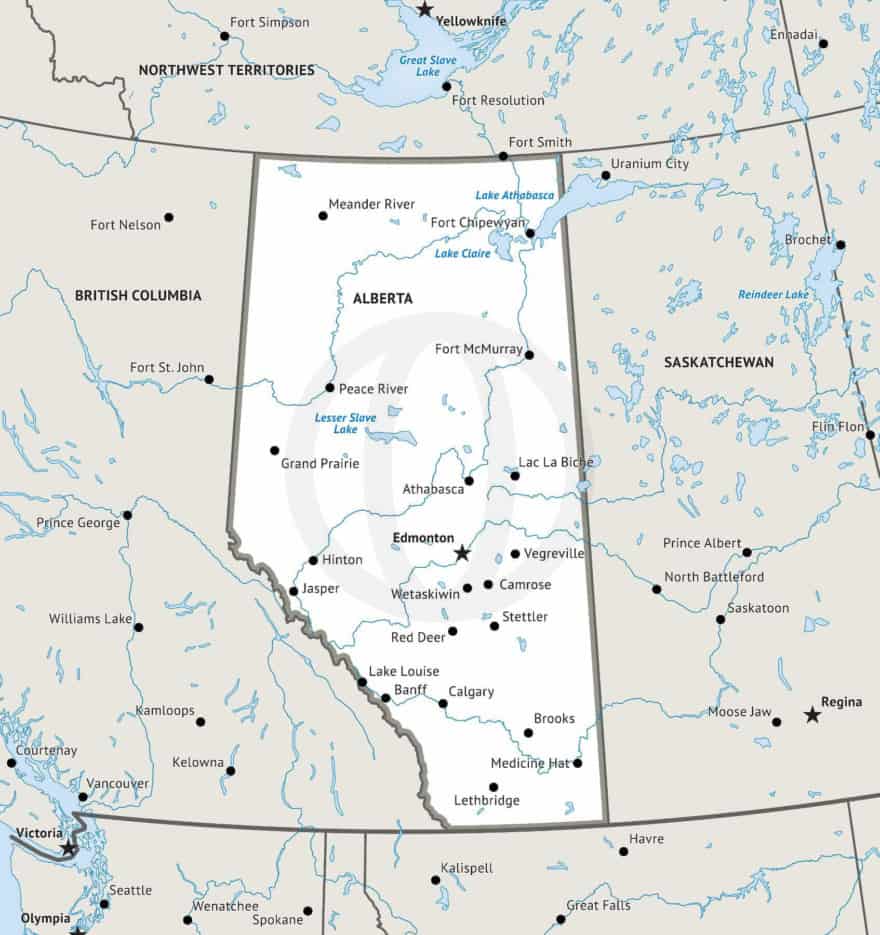 Stock vector map of Alberta