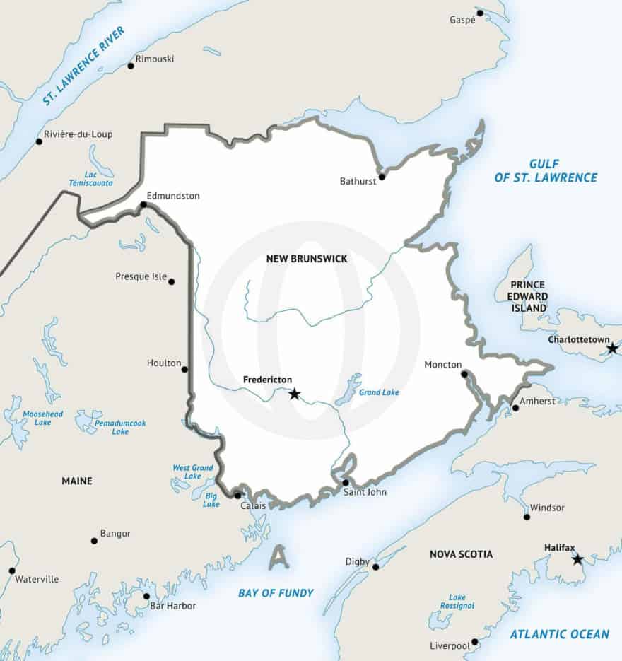 Stock vector map of New Brunswick