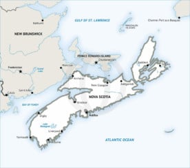 Stock vector map of Nova Scotia