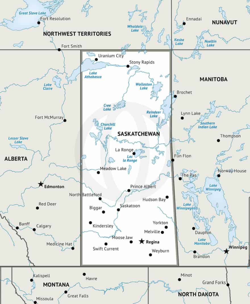 Stock vector map of Saskatchewan