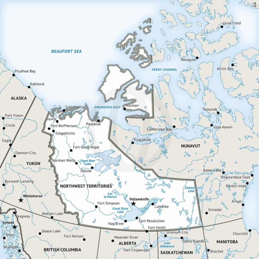 Stock vector map of Northwest Territories