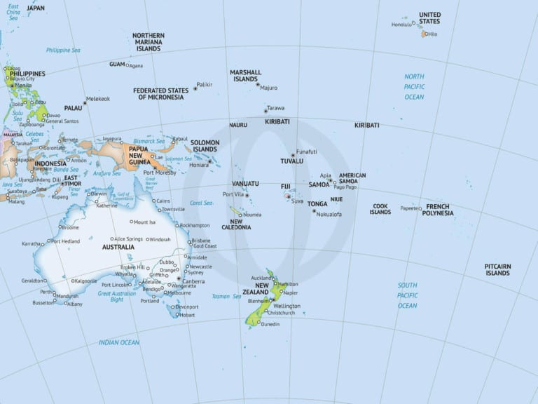 Map of Oceania, formal style